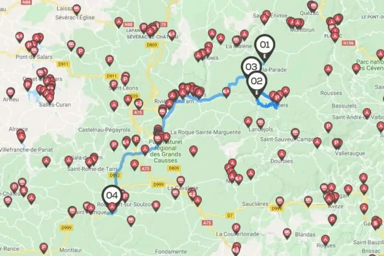 Camping car : itinerary in the Gorges du Tarn