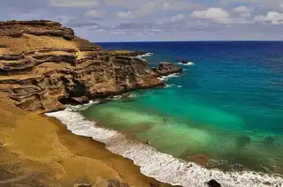 Papakolea beach and its green sand in Hawaii