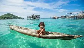 The sea nomads, a tribe of Borneo living in his little paradise