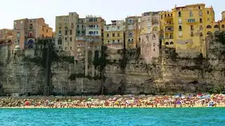 The small town on the hillside of Tropea