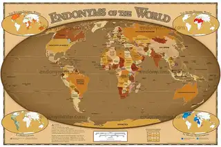 A map gives the name of countries in their native language