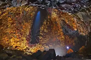 Explore the heart of the Thrihnukagigur volcano in Iceland