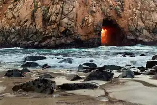 The secret beach of Pfeiffer Beach in California