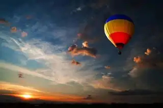 Balloon tour above Las Vegas at sunrise