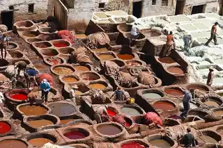 The traditional tanneries of Fez, Morocco