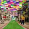 Hundreds of umbrellas float over the streets in Portugal